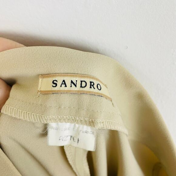 Sandro Womens Beige Tapered Trousers straight leg embroidered design Size S NWOT - Picture 5 of 10